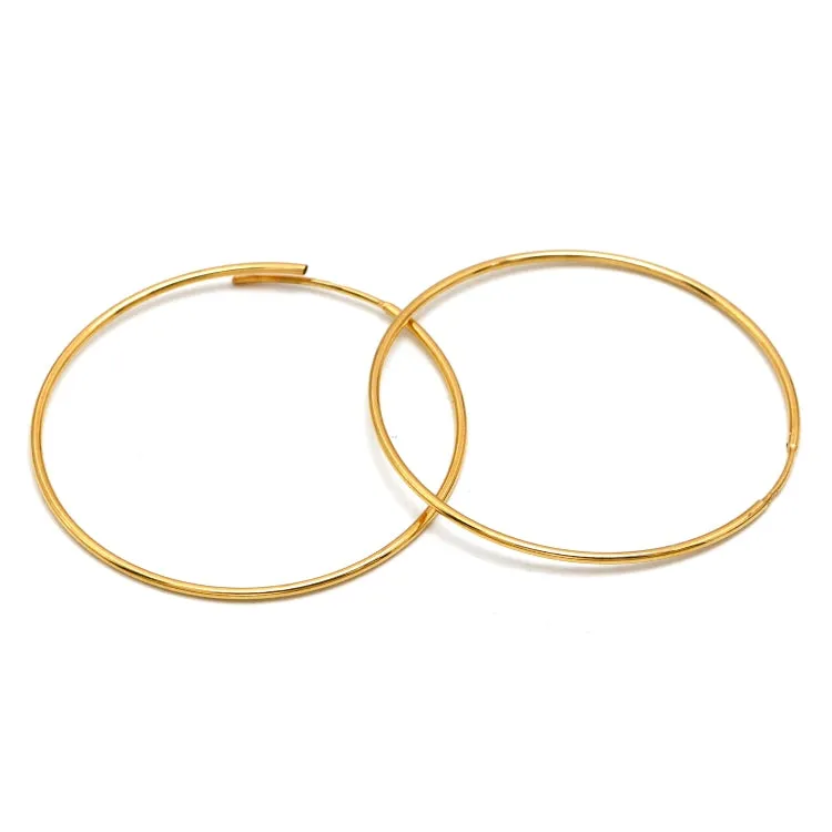Real Gold Round Plain Loop Earrings Set (3.6 cm) - Model 0001/30/10M E1936