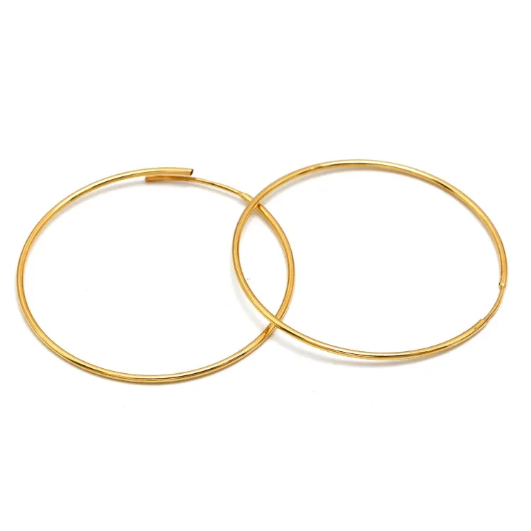 Real Gold Round Plain Loop Earrings Set (3.6 cm) - Model 0001/30/10M E1936