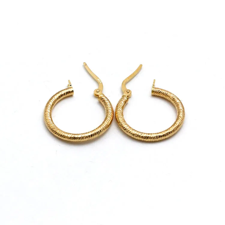 Real Gold Round Silk Clip Earrings Set - Model 0419 E1950