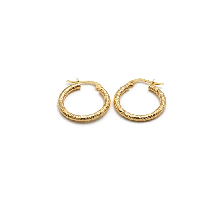 Real Gold Round Silk Clip Earrings Set - Model 0419 E1950