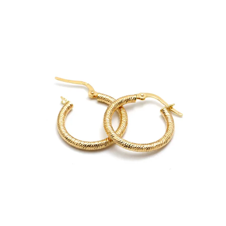 Real Gold Round Silk Clip Earrings Set - Model 0419 E1950
