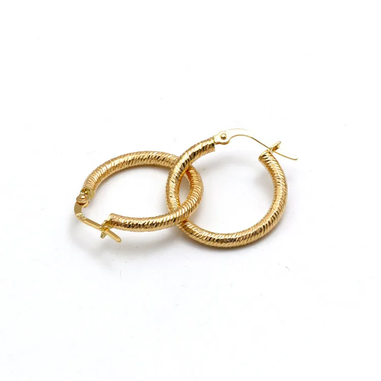 Real Gold Round Silk Clip Earrings Set - Model 0419 E1950