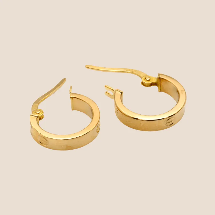 Real Gold Round Small Clip Earring Set GZJCT 5853/10 E1744