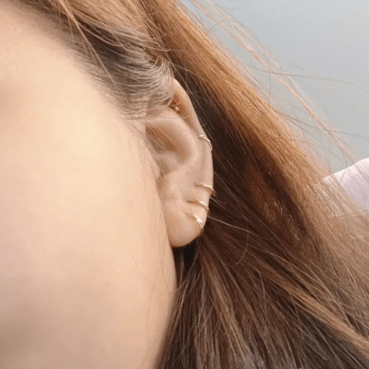 Real Gold Round Small Helix Piercing Earring Set 2113 E1739