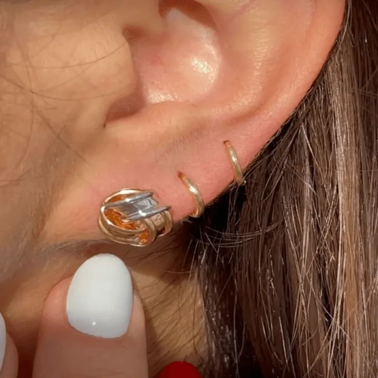 Real Gold Round Small Helix Piercing Earring Set 2113 E1739