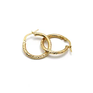 Real Gold Round Textured Clip Earring Set - Model 0347 E1947