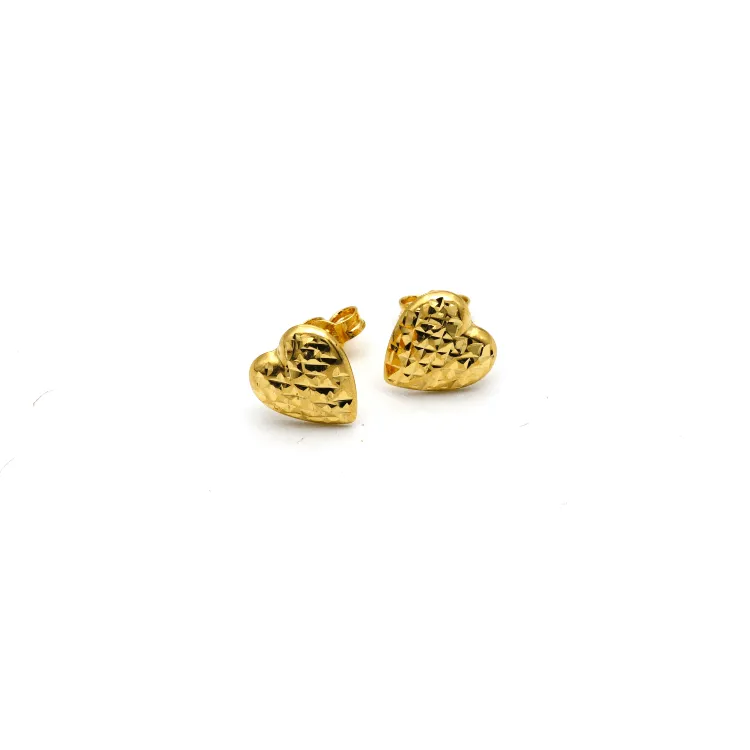 Real Gold Small Heart Earring Set 0088 E1502