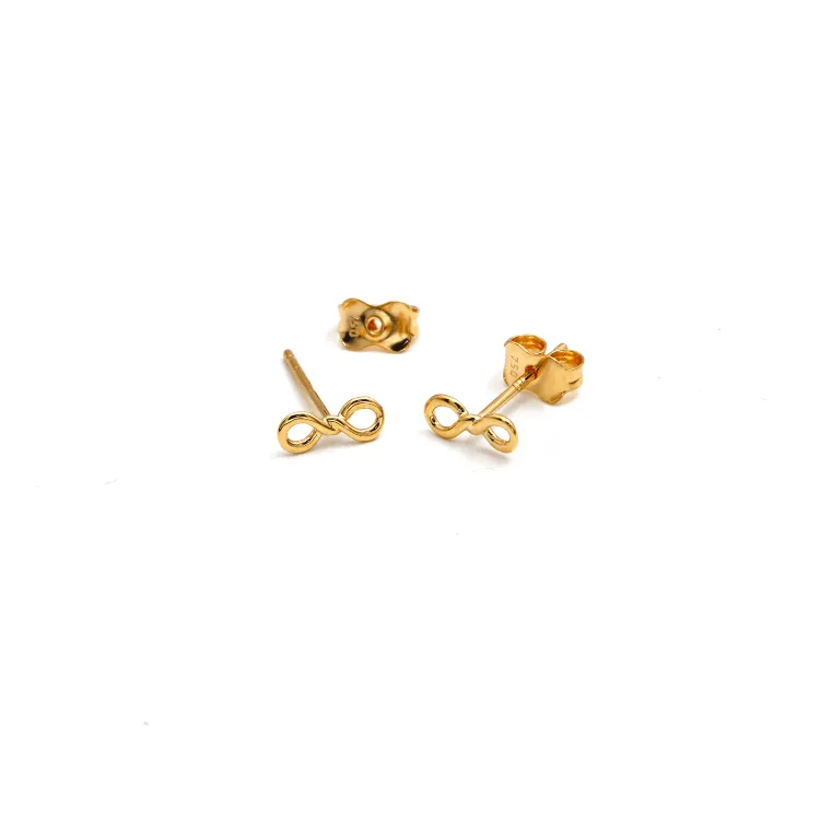 Real Gold Small Infinity Plain Stud Earring Set 2381 E1850