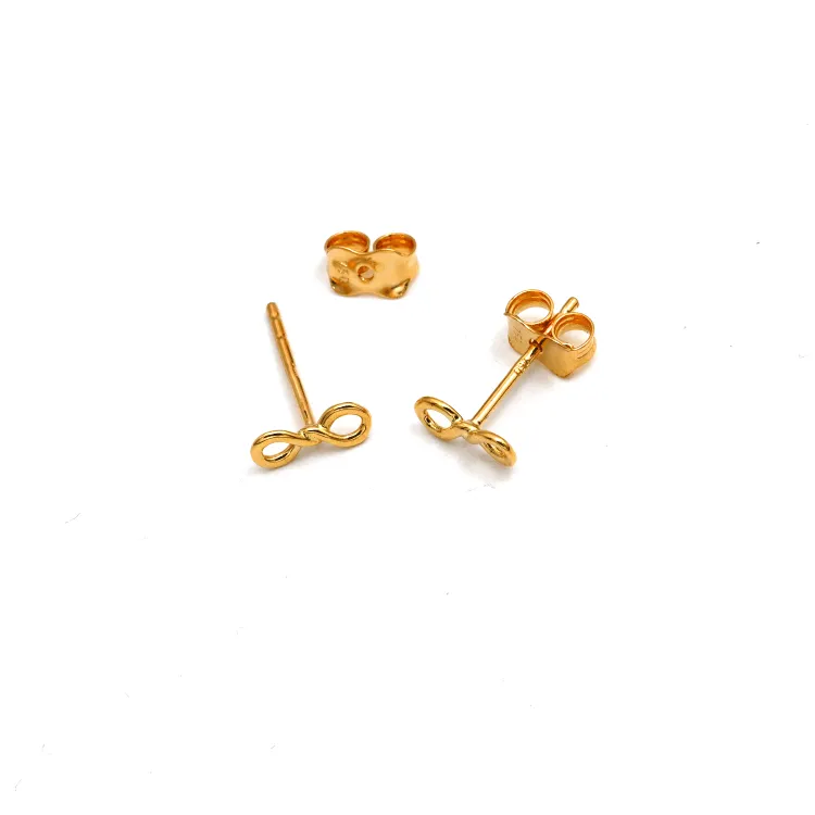 Real Gold Small Infinity Plain Stud Earring Set 2381 E1850