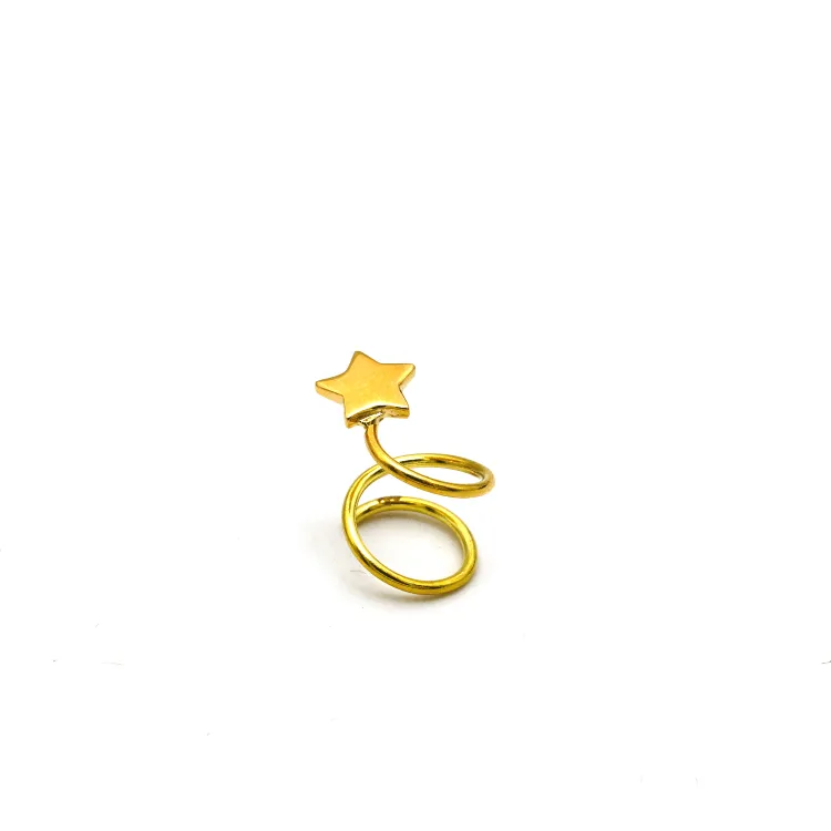 Real Gold Spiral Star Ear Piercing H 0406 E1821