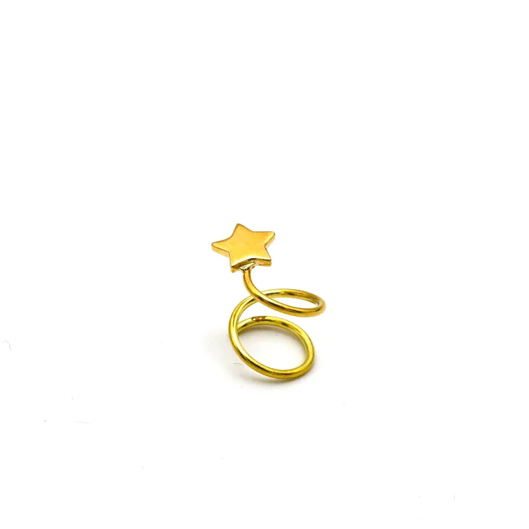 Real Gold Spiral Star Ear Piercing H 0406 E1821