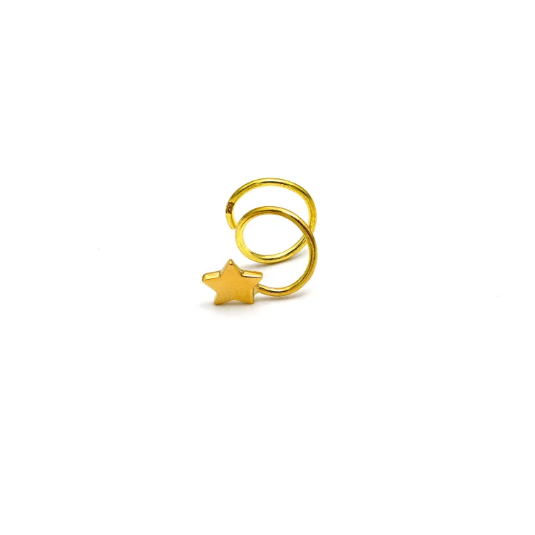 Real Gold Spiral Star Ear Piercing H 0406 E1821