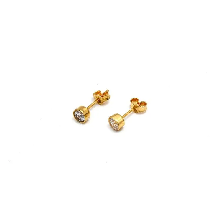 Real Gold Stone Stud Earring Set 0132 E1868