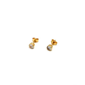 Real Gold Stone Stud Earring Set 0132 E1868