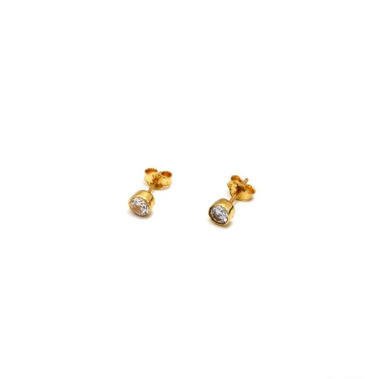 Real Gold Stone Stud Earring Set 0132 E1868