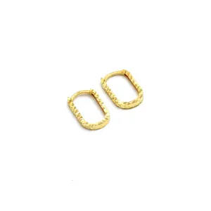Real Gold Textured Paper Clip Earrings Set - Model 0507-3 E1952