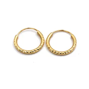 Real Gold Textured Round Clip Earrings Set - Model 5730 E1913
