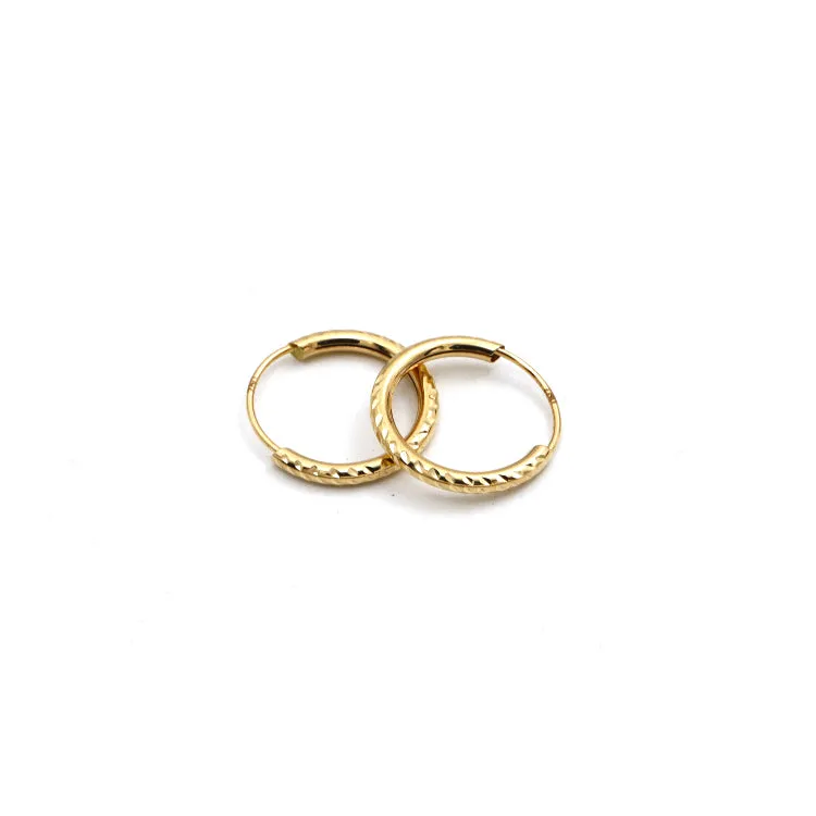 Real Gold Textured Round Clip Earrings Set - Model 5730 E1913