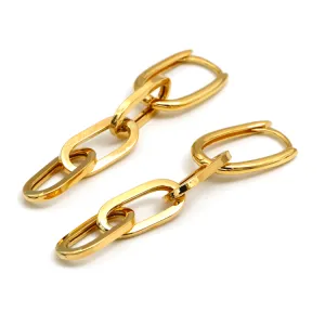 Real Gold Thick Paper Clip Thick Hanging Earring Set 1809 E1835