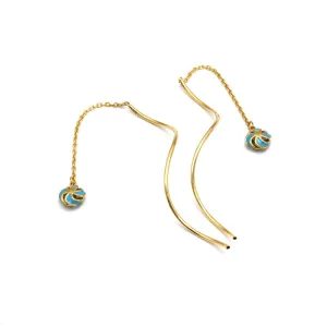Real Gold Turquois Spiral Hanging Earring Set  - Model 5211 E1946