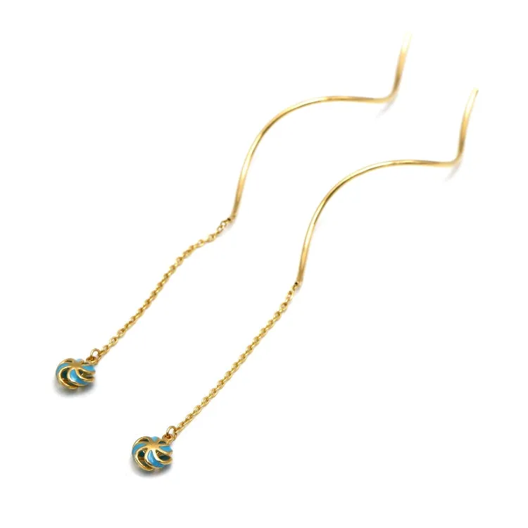 Real Gold Turquois Spiral Hanging Earring Set  - Model 5211 E1946