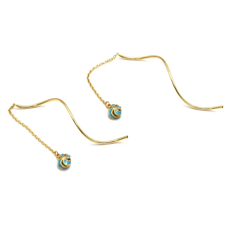 Real Gold Turquois Spiral Hanging Earring Set  - Model 5211 E1946