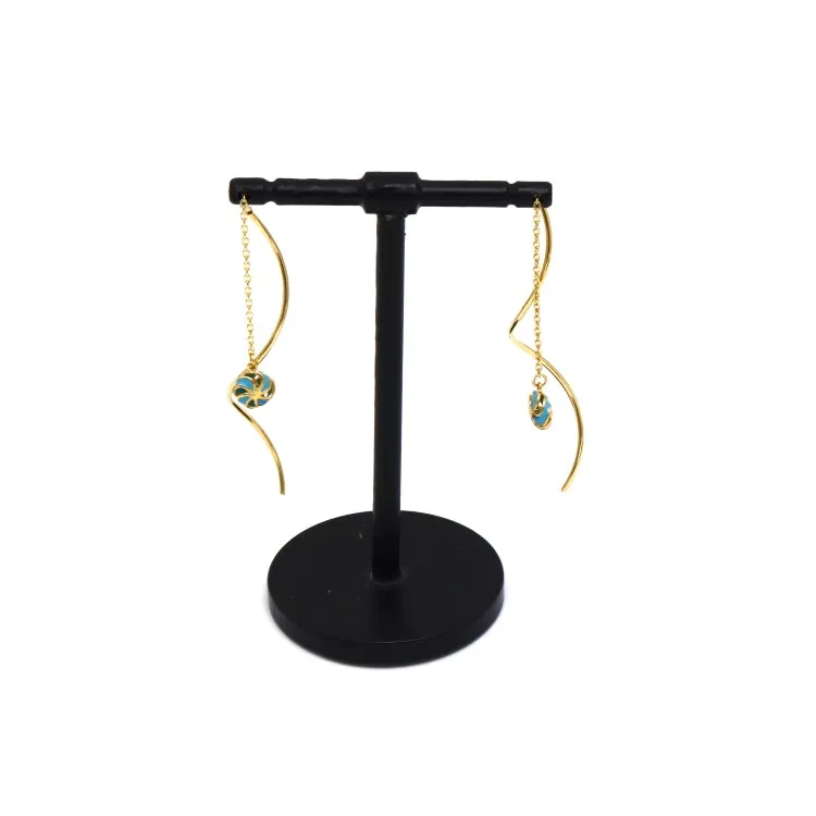 Real Gold Turquois Spiral Hanging Earring Set  - Model 5211 E1946