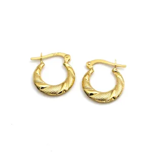 Real Gold Twisted Moon Round Clip Earrings Set - Model 6395 E1931