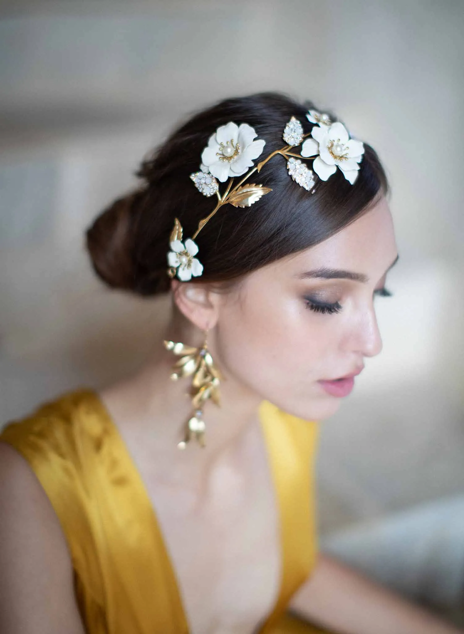 Regal enamel flower and crystal headpiece - Style #2036