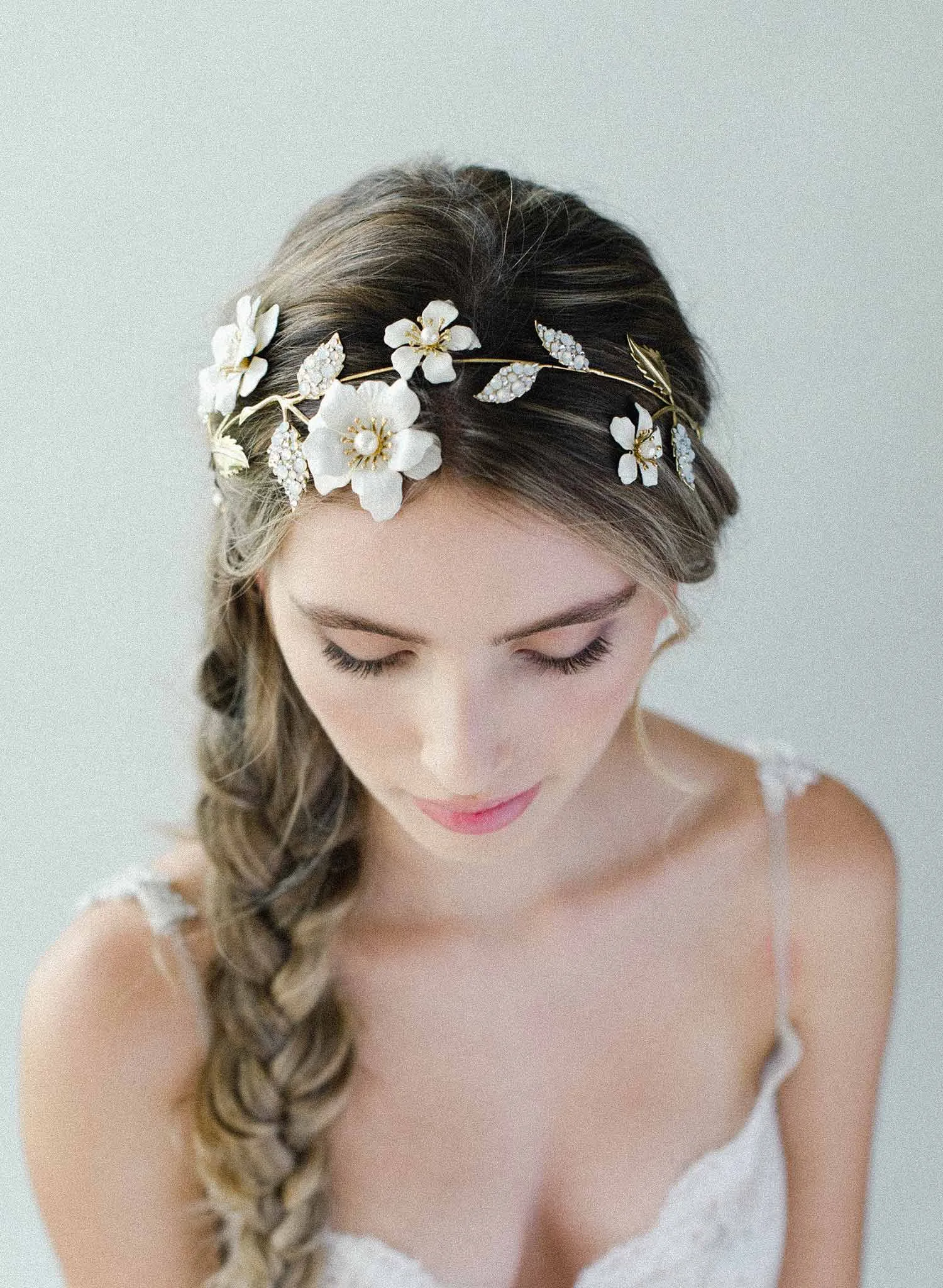 Regal enamel flower and crystal headpiece - Style #2036