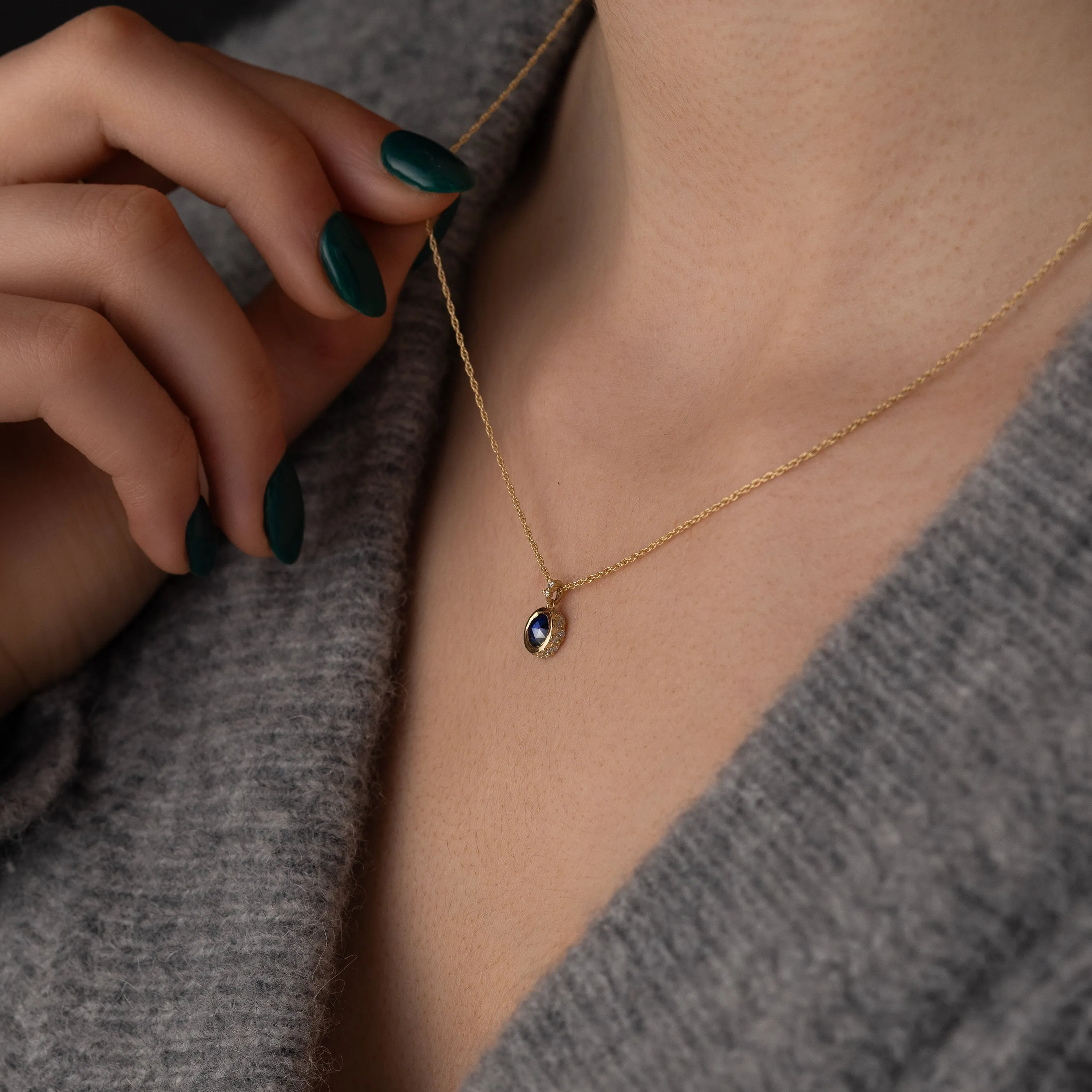 Reminisce Necklace, Blue Sapphire