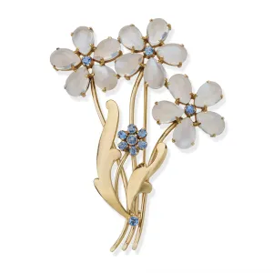 Retro Tiffany & Co. Moonstone and Sapphire Flower Brooch