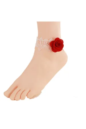 Retro White Sexy Lace Anklet 26 cm-860346