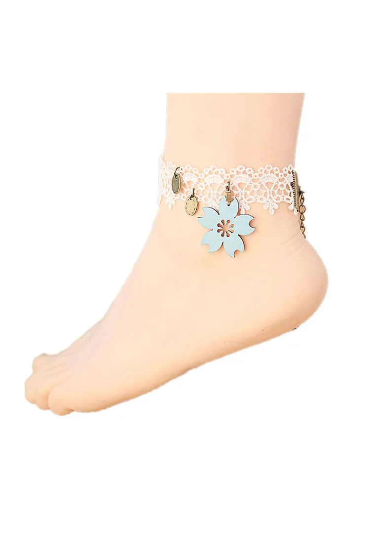Retro White Sexy Lace Anklet 26 cm-860346