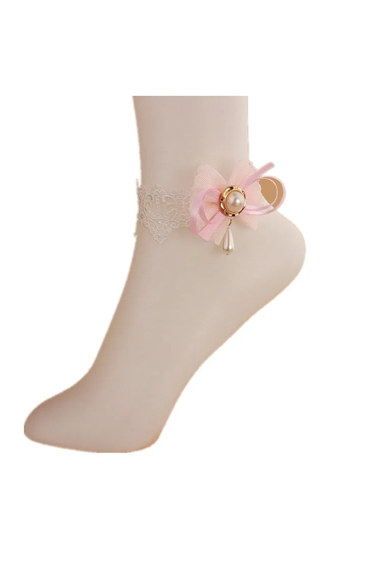 Retro White Sexy Lace Anklet 26 cm-860346