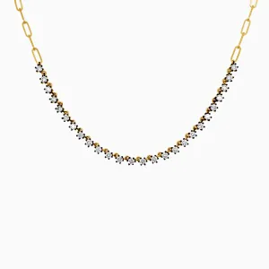Rhodium Diamond Flowers Paperclip Necklace
