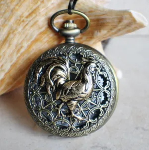Rooster pocket watch,  Rooster pocket watch  in bronze