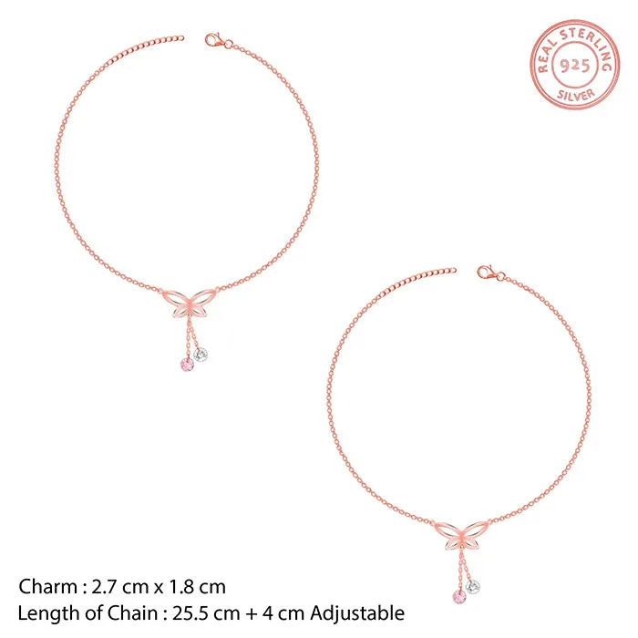 Rose Gold Butterfly Dance Anklet