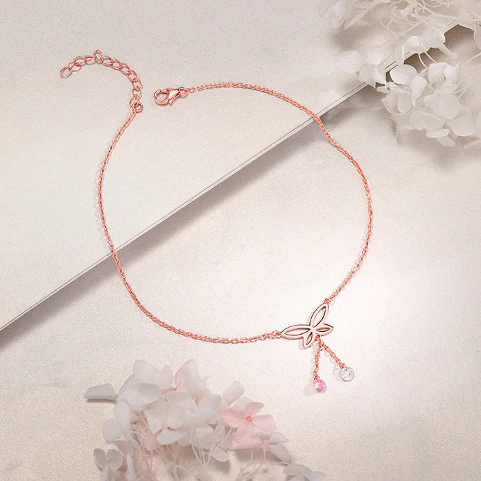 Rose Gold Butterfly Dance Anklet
