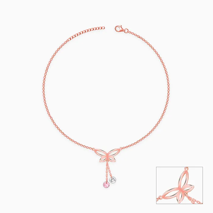 Rose Gold Butterfly Dance Anklet