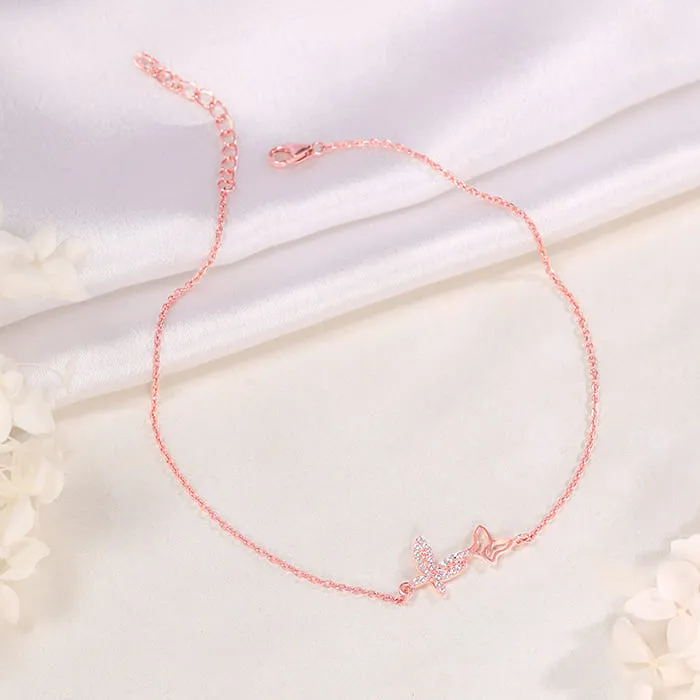 Rose Gold Butterfly Duo Anklet