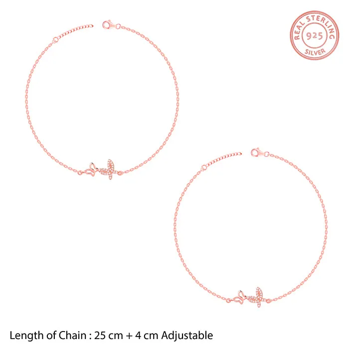 Rose Gold Butterfly Duo Anklet
