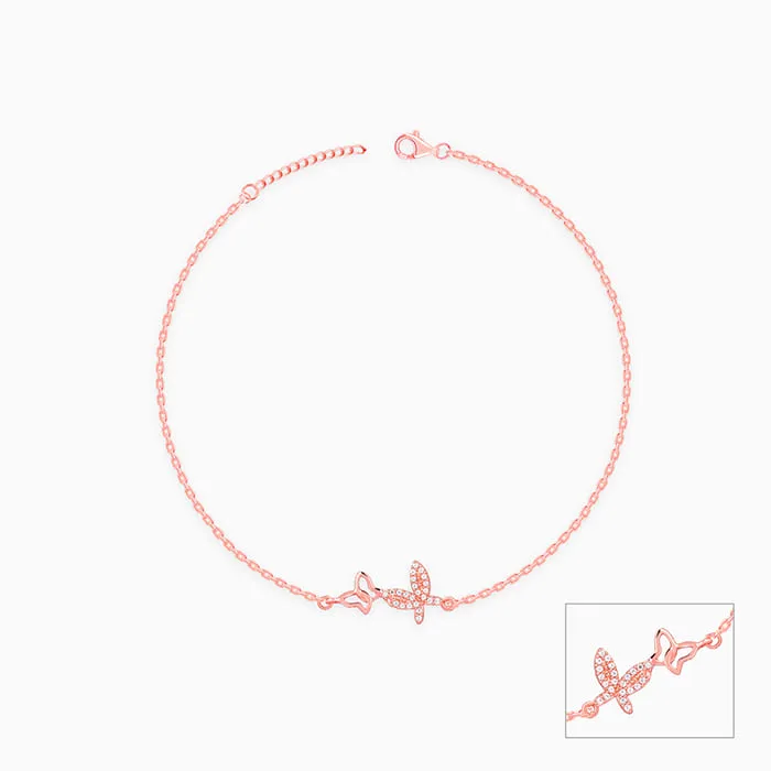 Rose Gold Butterfly Duo Anklet