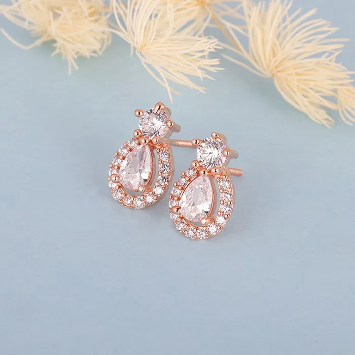Rose Gold Elegant Pear Drop Earrings
