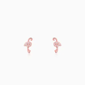 Rose Gold Flamingo Studs
