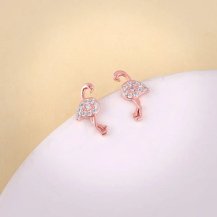 Rose Gold Flamingo Studs
