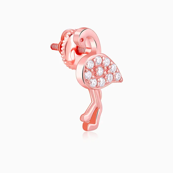 Rose Gold Flamingo Studs