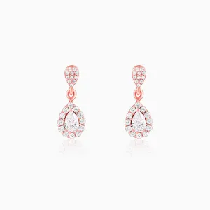 Rose Gold Glittering Teardrop Earrings