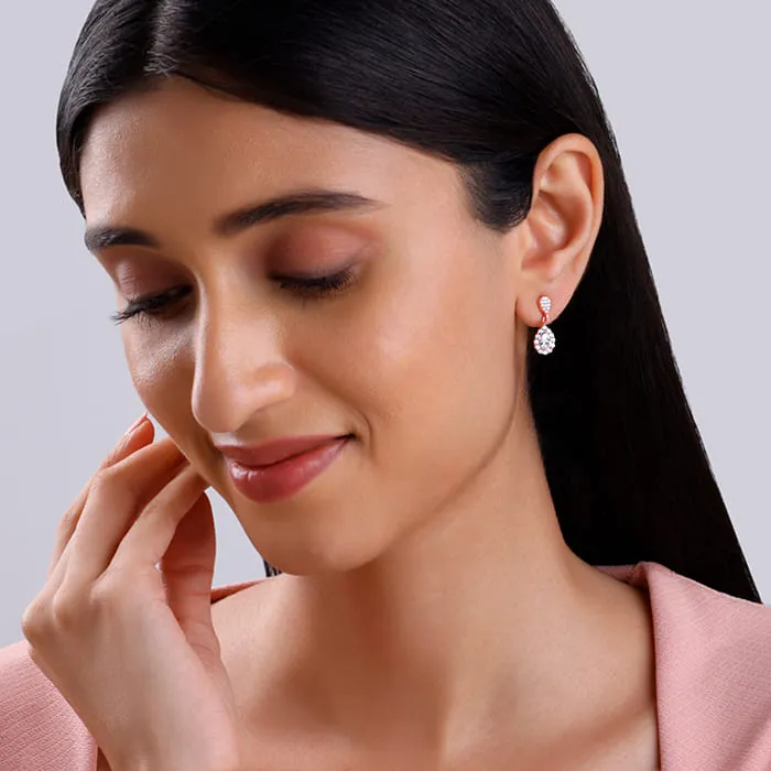 Rose Gold Glittering Teardrop Earrings