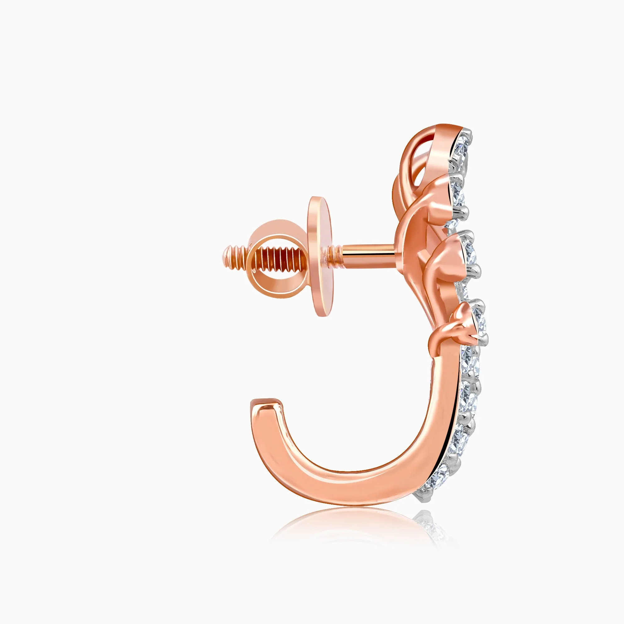 Rose Gold Juno J-hoop Diamond Earrings